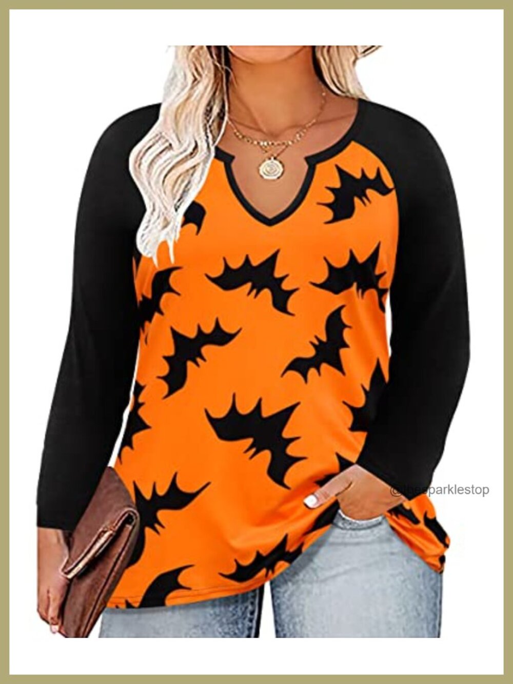 Plus Size Long Sleeve V-Neck T-Shirt Loose Fit Casual Tunic Top